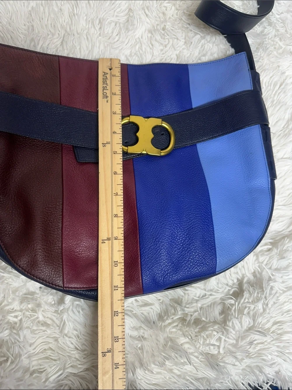 TORY BURCH Gemini Link Striped Multi Belted Hobo Cross Body Bag